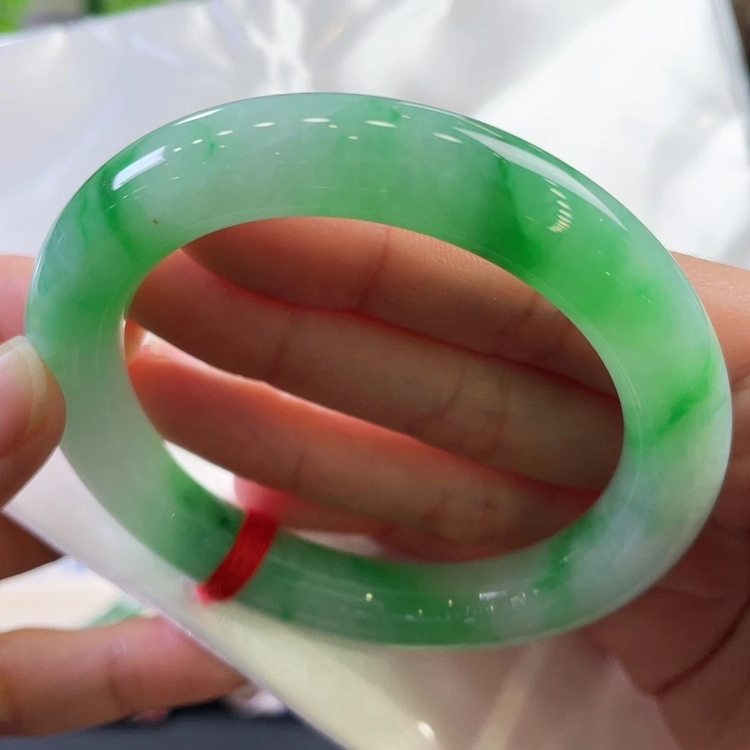 未镶嵌手镯翡翠13号辣阳绿大包容捡漏圆条
