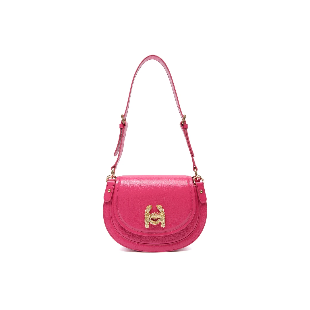 玫粉漆皮LC蜥蜴压纹马鞍包，大号C5AE10322041/C5AE10322035