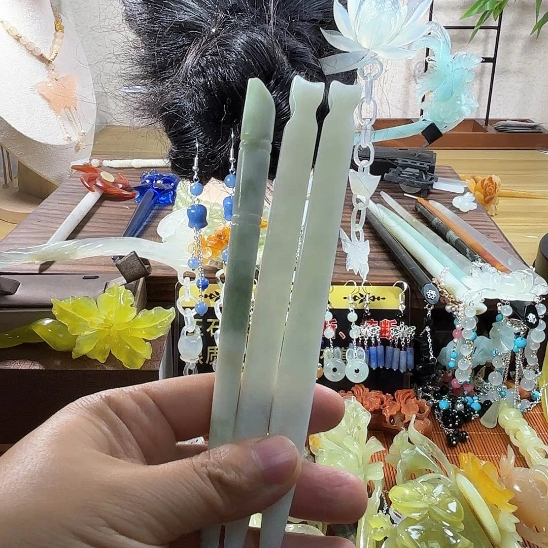 蛇纹石玉合金发饰