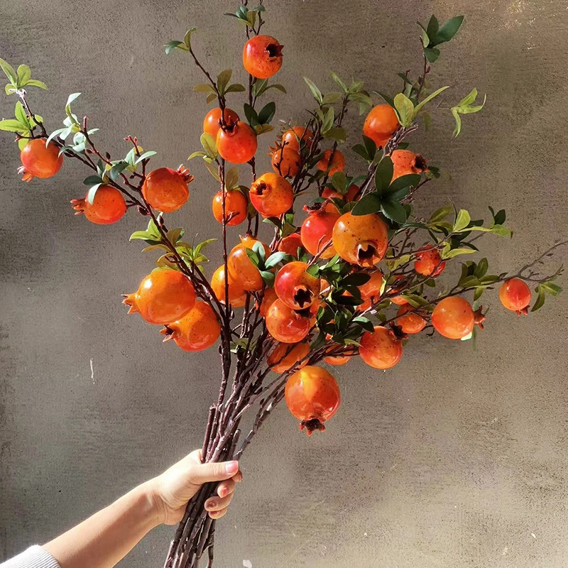 仿真花石榴果装饰摆件客厅玄关餐厅假花软装花艺插花年宵花