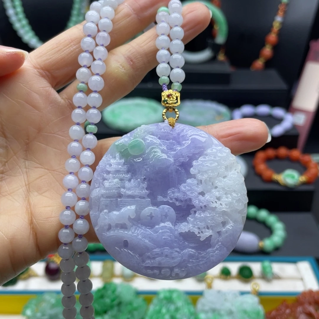 翡翠未镶嵌颈饰翡翠山水