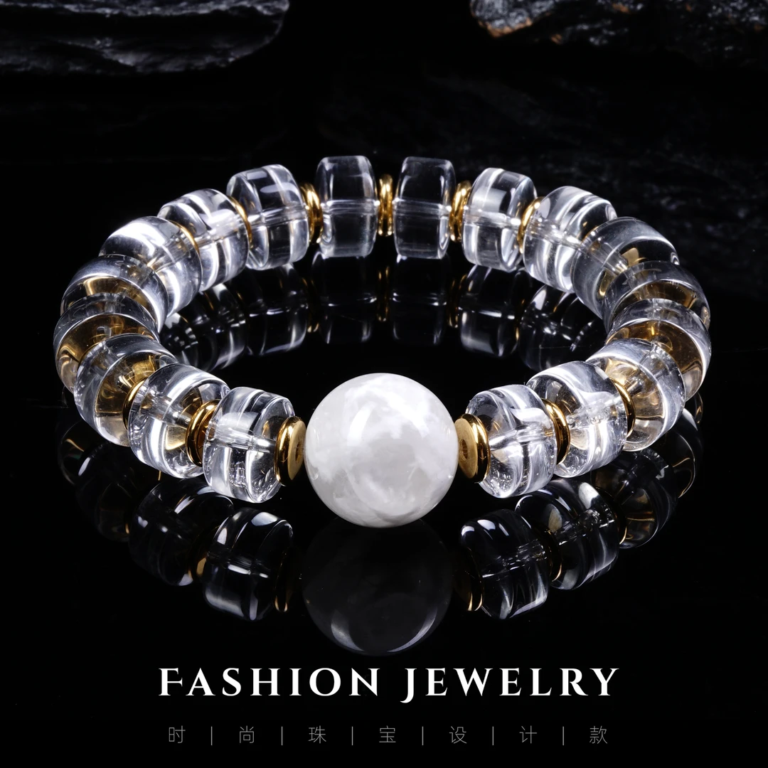 【雾晶】白水晶白幽冰透质感朦胧雾纹轻奢毕业级双A手串