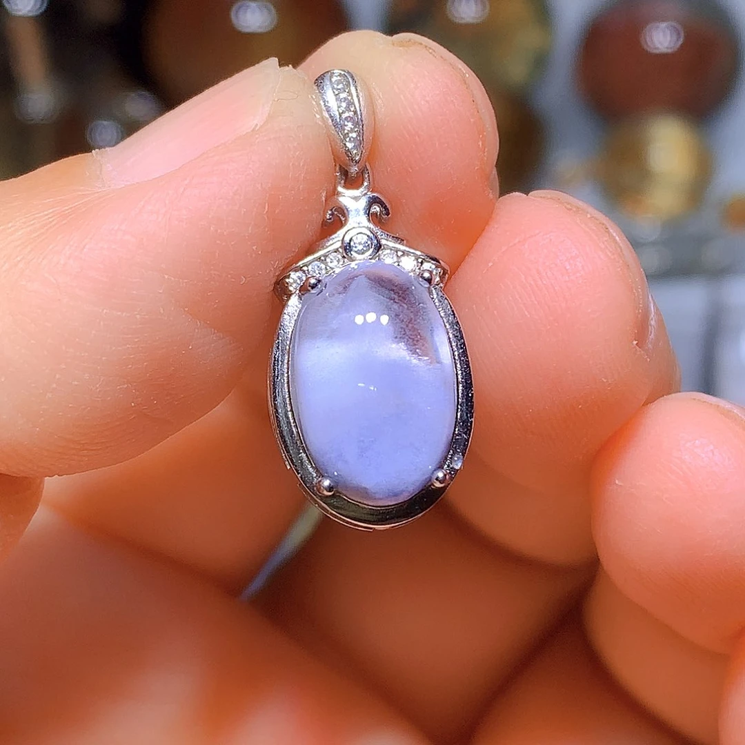 水晶吊坠银S925镶嵌天然水晶