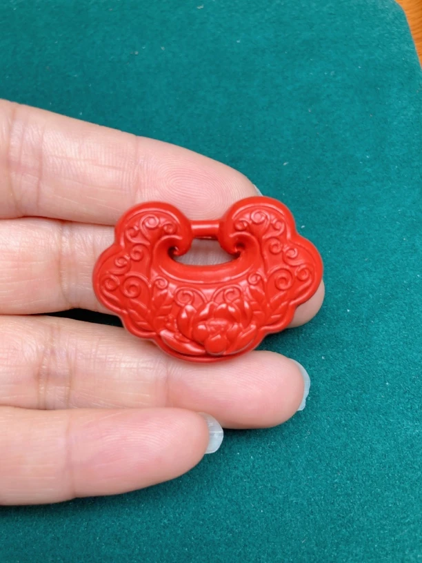 含辰砂工艺品【保真朱砂】红砂富贵平安如意锁吊坠