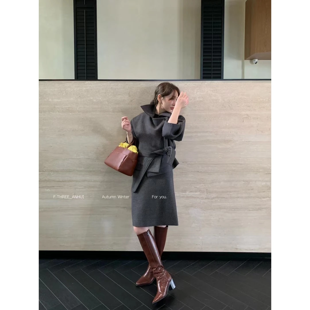 【NO退NO换】19210#三姐妹#韩系百搭显瘦毛呢半身裙(福利)