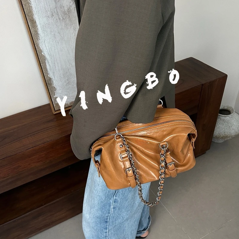 【英柏甄选】SK-62753-1-浅棕 然与纯小众设计感时尚单肩包百搭女包