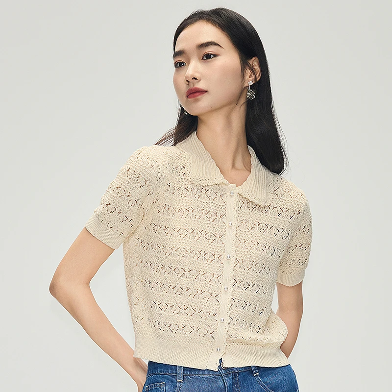 【温柔系甜妹衫】镂空针织开衫甜美上衣DOUBLOVE贝爱2025夏季新款