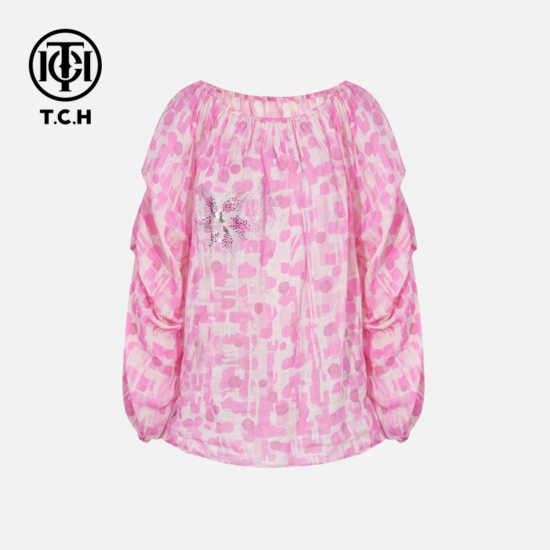 TCH私服烫钻工艺时尚休闲百搭气质舒适衬衫女T75C13E1005轻奢tch