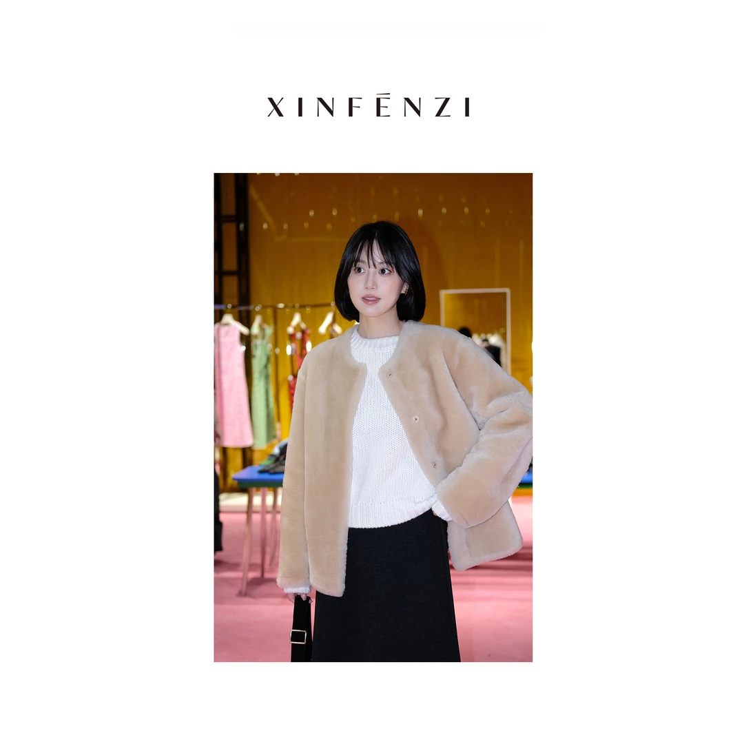 【爱的故事】XINFENZI 进口皮毛一体皮草外套 51567