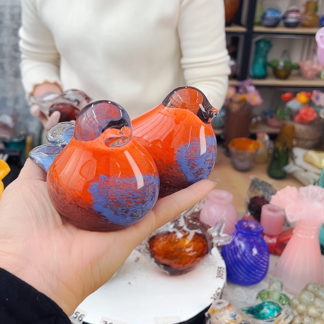 白***榆一对鸟 大福利家悦琉璃工艺品