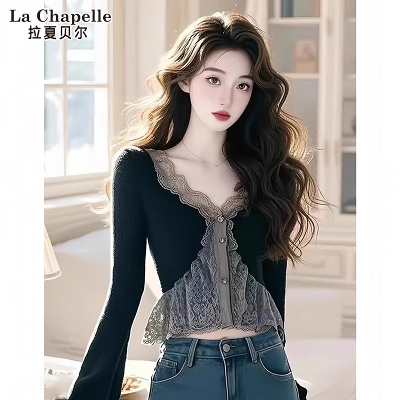 拉夏贝尔针织衫女款爆款上衣出行洋气衣服女小众炸街高级感女装