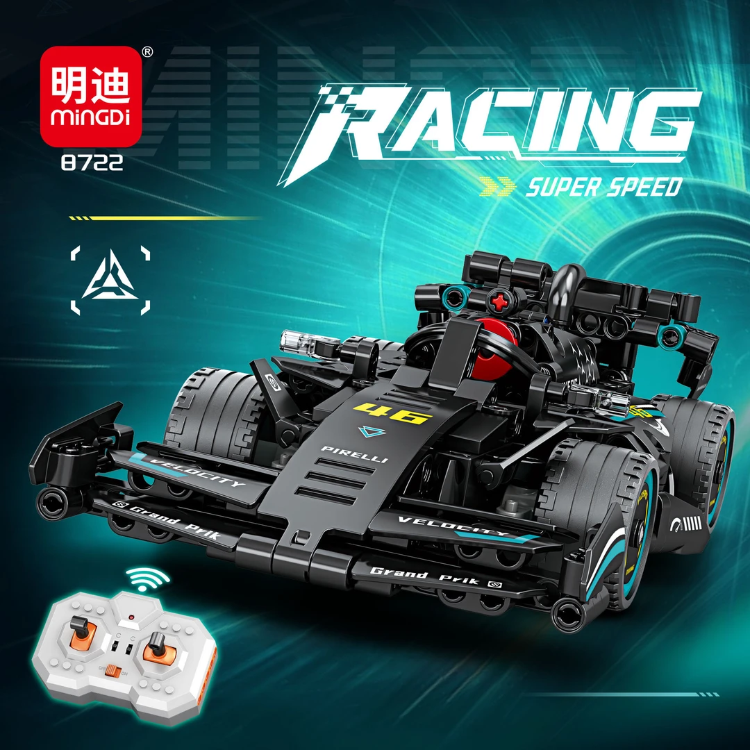 明迪梅奔F1跑车赛车积木玩具礼物带遥控跑车8722