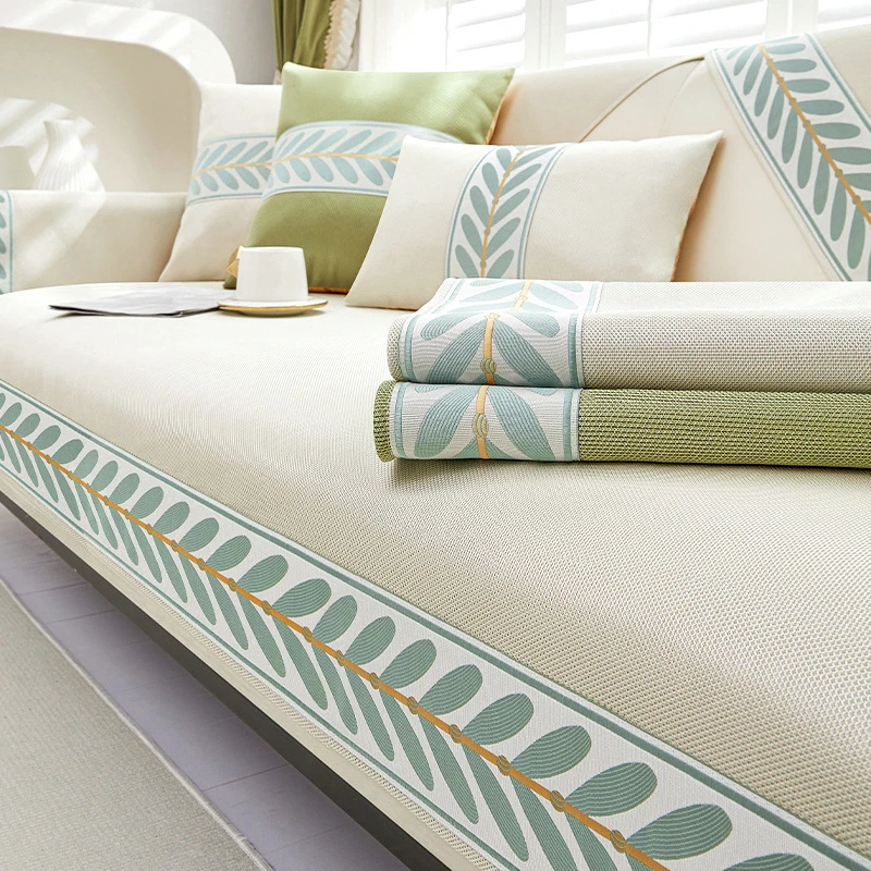 冰丝沙发垫子夏季凉席坐垫防滑皮沙发套罩新款2025冷感凉垫盖布巾