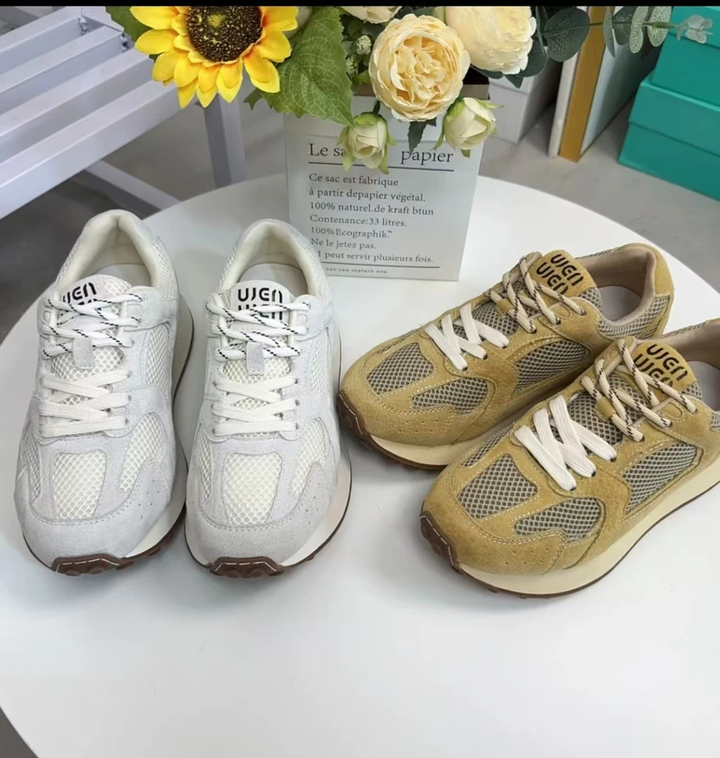 爆款网面复古新款阿甘鞋德训鞋真皮鞋百搭透气休闲鞋运动鞋女款