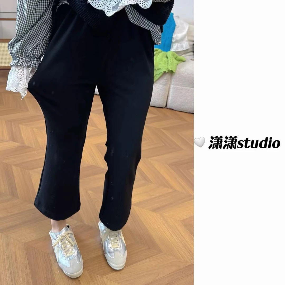 【铅笔腿】【弹力大】潇潇自制弹力面料全松紧腰超显瘦喇叭裤XJ0014