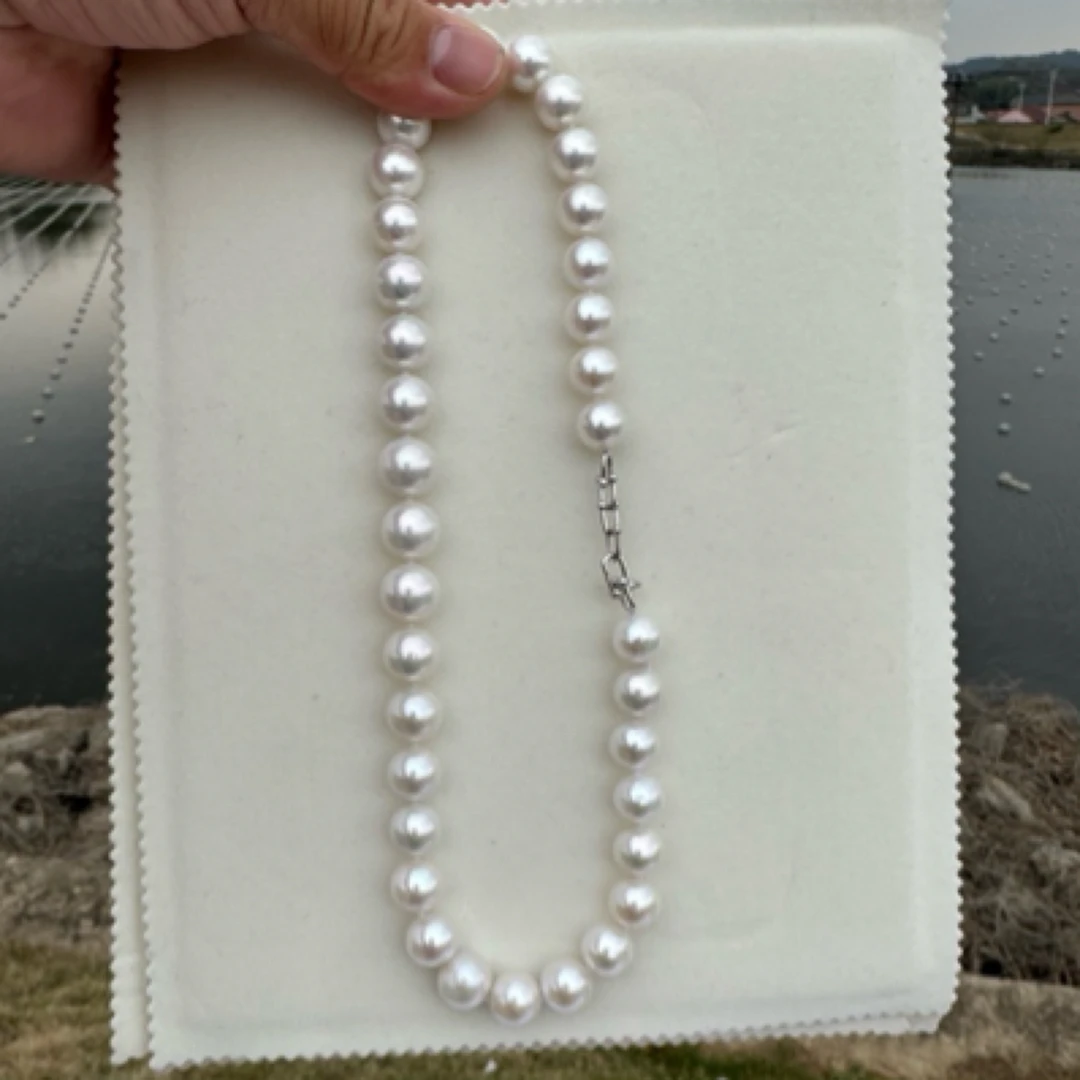 【大龙珠】11-13毫米正圆珍珠项链冷白炫彩极光