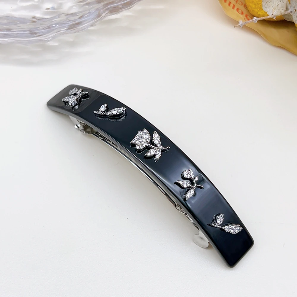 05781 好啊商店 醋酸玫瑰花结弹簧夹 长度10cm左右