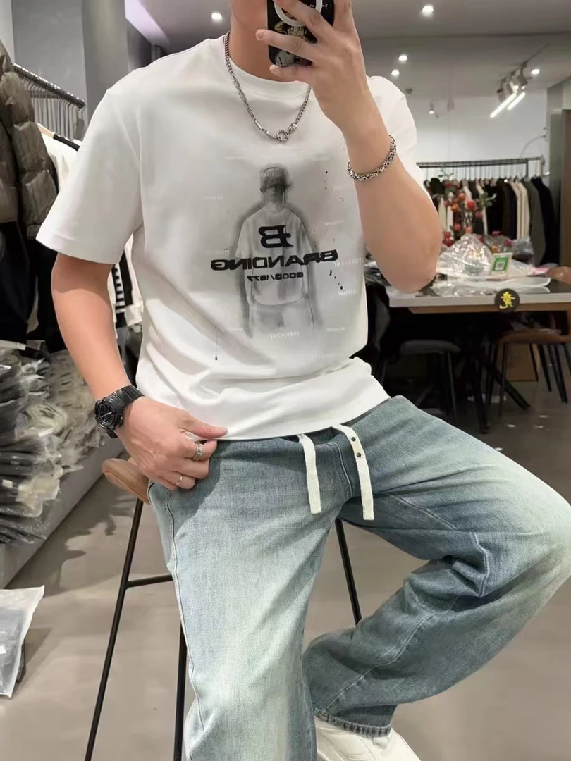 男士短袖T恤时尚休闲百搭修身高品质夏季潮流圆领半袖轻奢简约