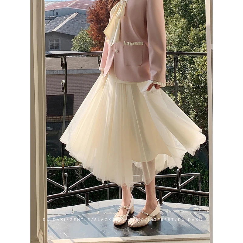 代大喜【漫步云端】温柔优雅垂感法式长款白纱裙半身裙2025春季新款