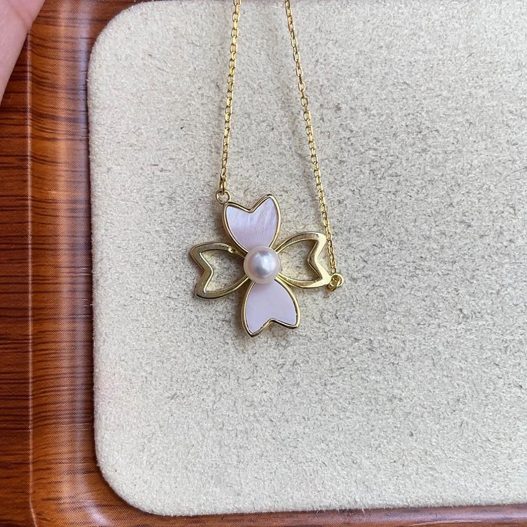 海水珍珠银S925镶嵌颈饰