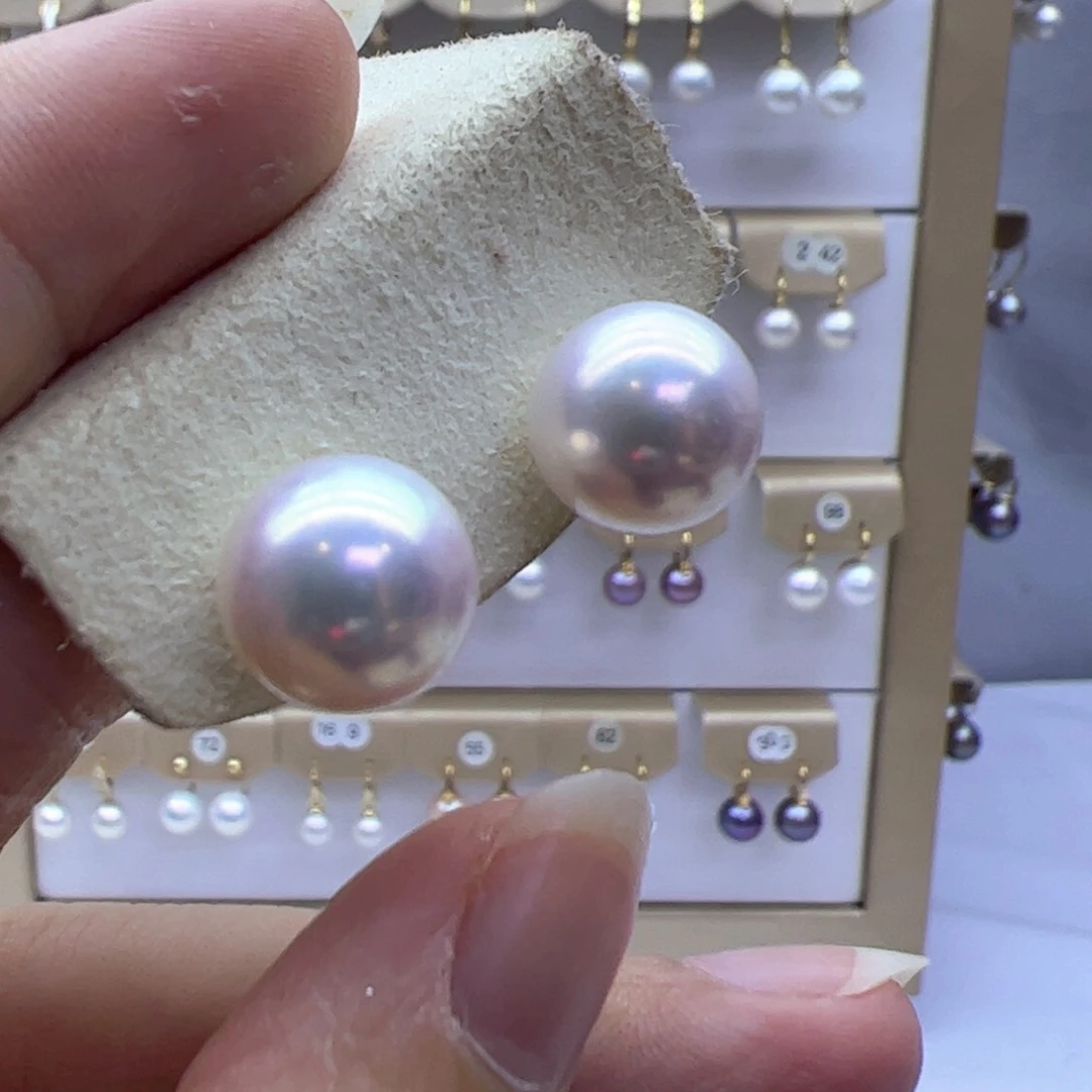 18K金镶嵌淡水珍珠耳饰