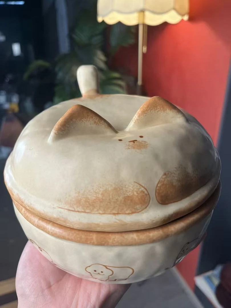 DIY景德镇创意手绘陶瓷卡通烘焙面包系列猫猫泡面碗