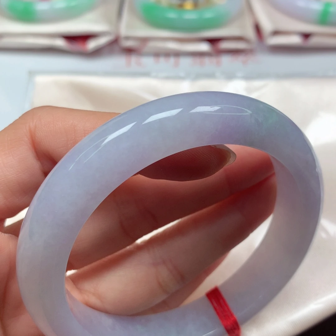 翡翠未镶嵌手镯细腻冰胶紫罗兰飘花5960