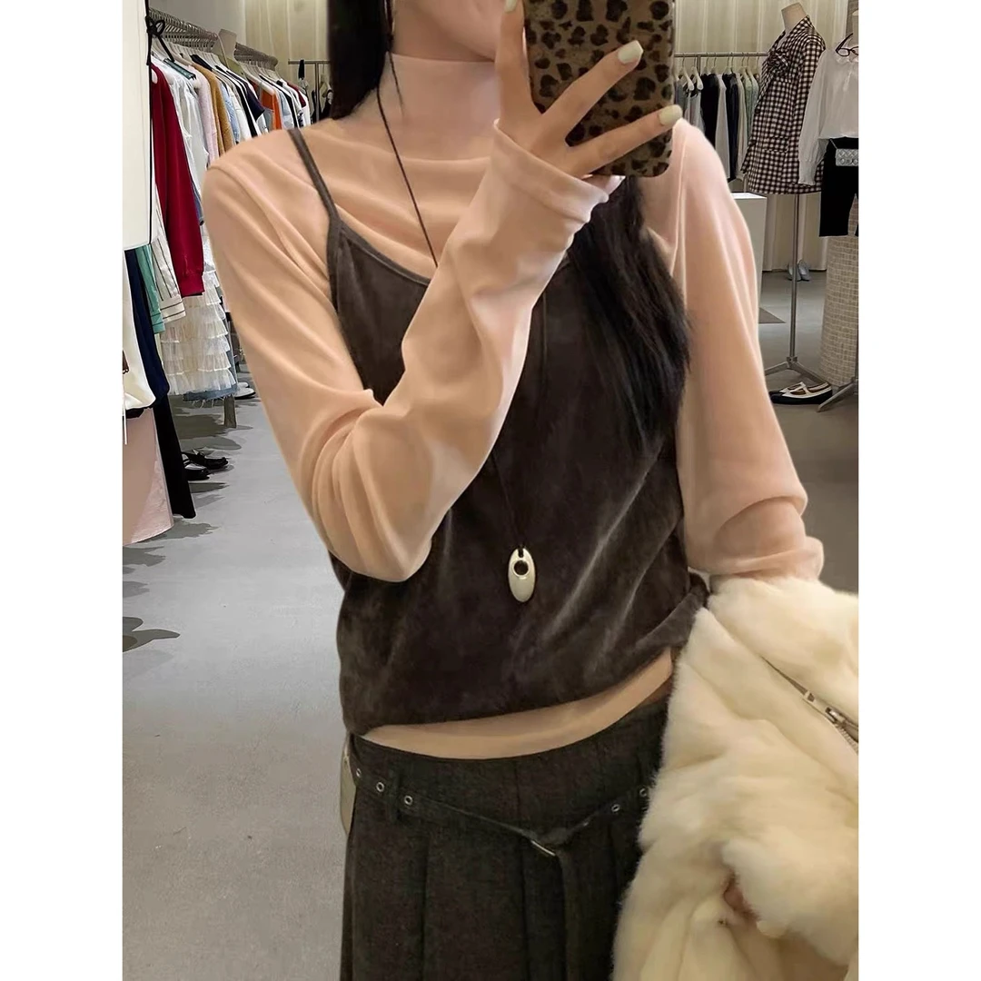 【土豆优选】半高领内搭➕丝绒吊带套装