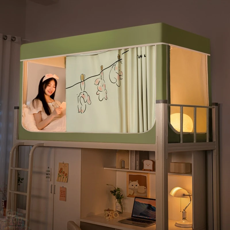 强遮光大学生宿舍住校上下铺床帘一体式全封闭蚊帐拉链式床幔窗帘