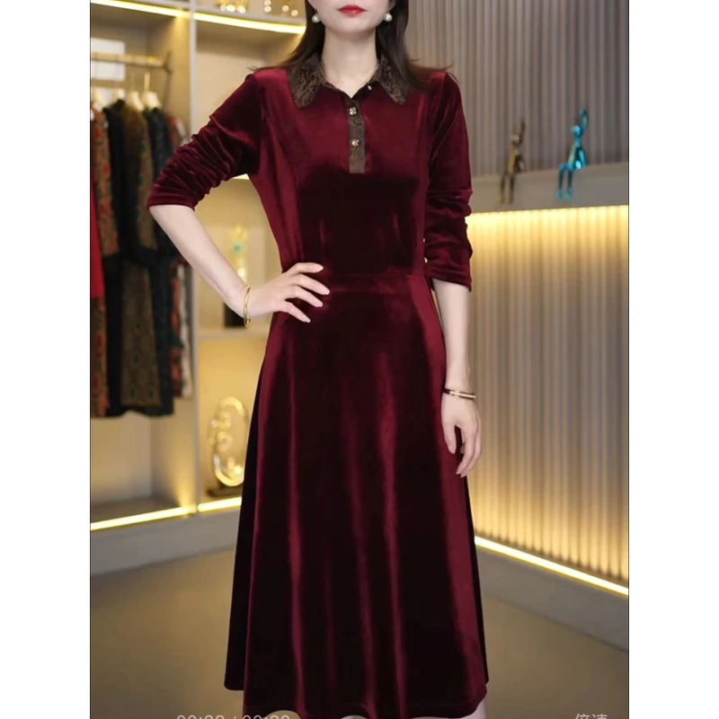 25新款宽松显瘦高贵连衣裙时尚妈妈装气质洋气中长款连衣裙