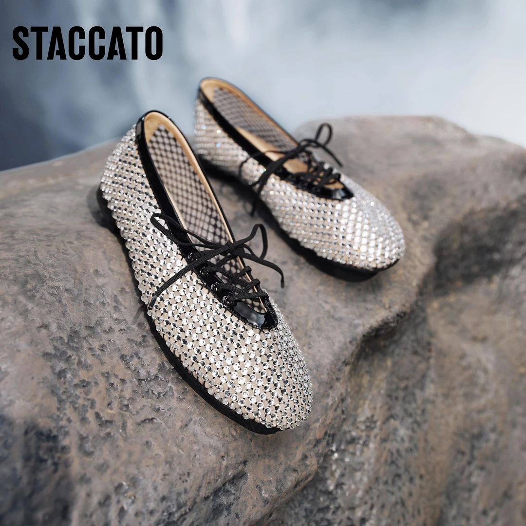 思加图2025春夏新款捕梦网芭蕾舞鞋仙女鞋平底鞋单鞋女EA916AQ5