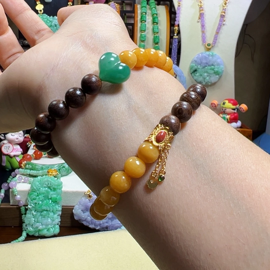 翡翠未镶嵌毛衣链黄翡