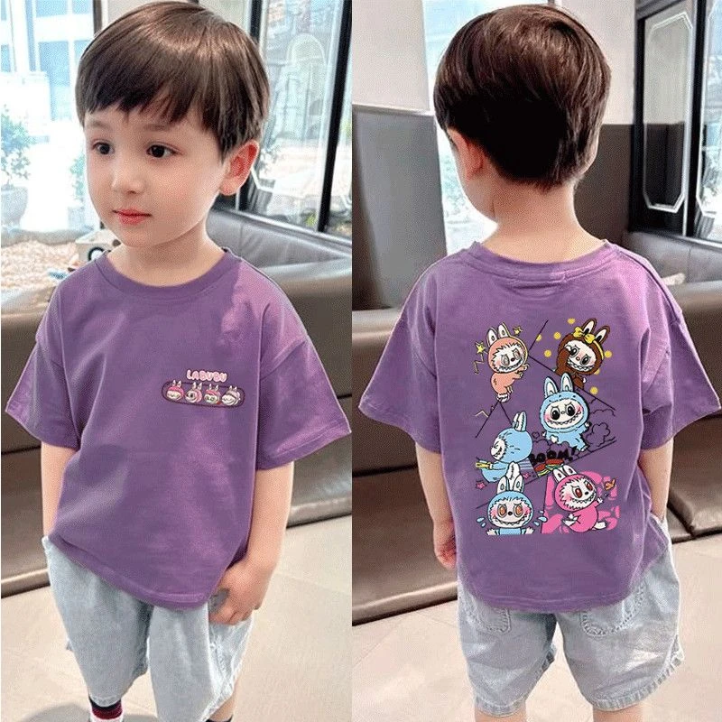夏季新款男女儿童纯棉短袖T恤儿童宝宝外穿百搭卡通拉布布上衣潮t