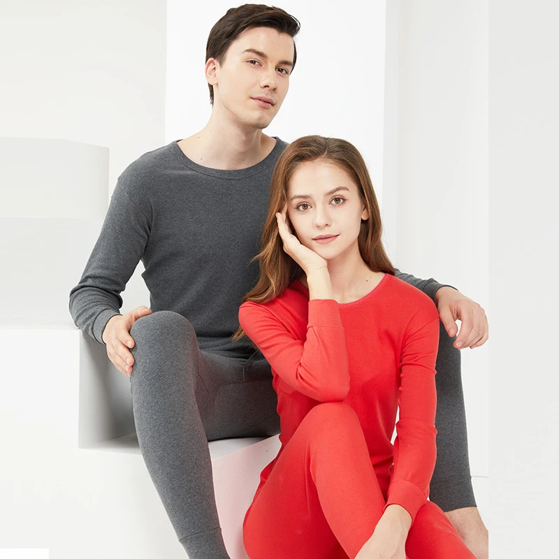 新款棉毛男女情侣保暖内衣套装棉毛保暖打底衫厂家