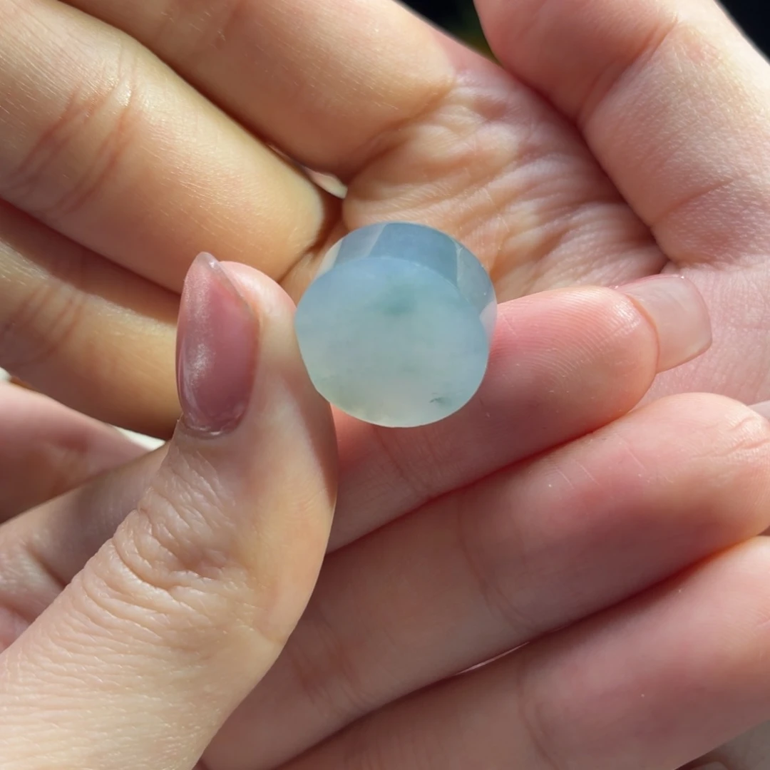 未镶嵌定制翡翠冰天空蓝 戒指心