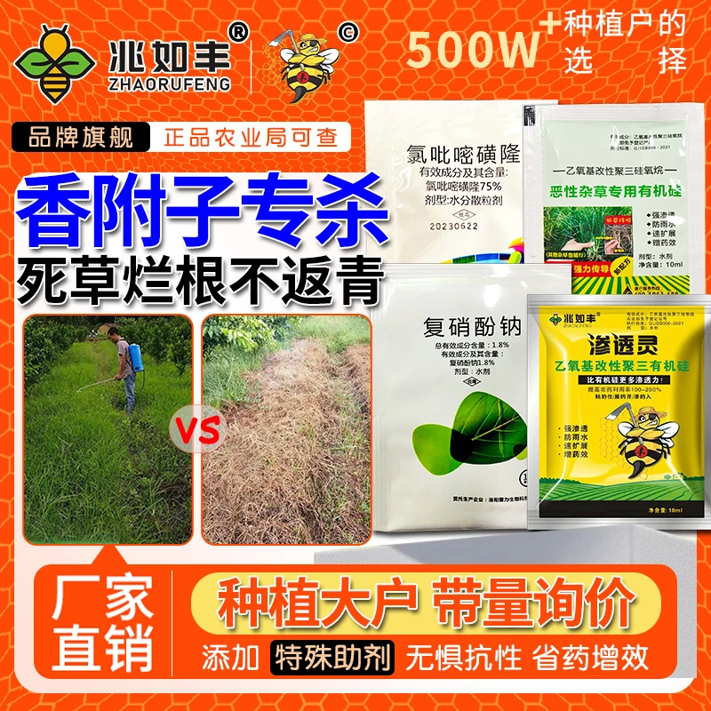 兆如丰香附子除草套装加强升级版四合一新配方滁异形莎草科除草剂