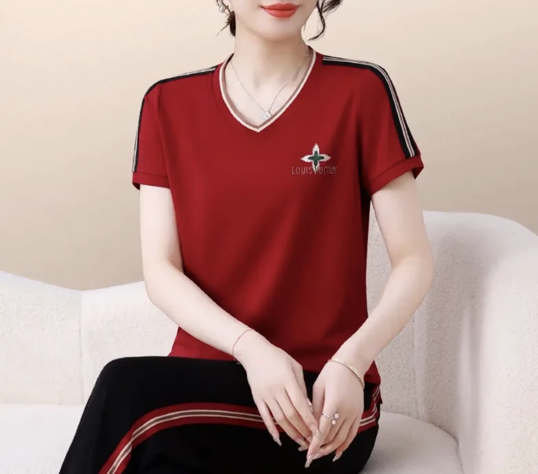 5889#四角星标休闲两件套套装女短袖时尚显瘦宽松减龄夏季新款