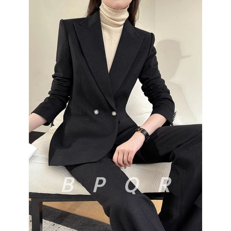 BPQR黑色西装套装女新款秋冬高级感时尚气质通勤休闲加厚西服外套