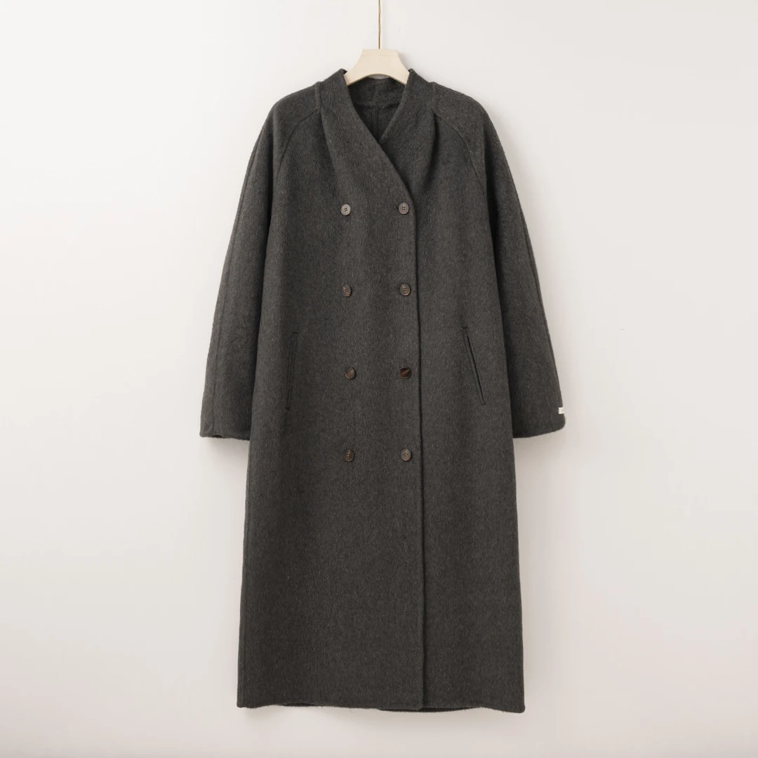 Q2482【特价-占单者限购】港风柜子高货气质款中长款羊毛天丝呢子