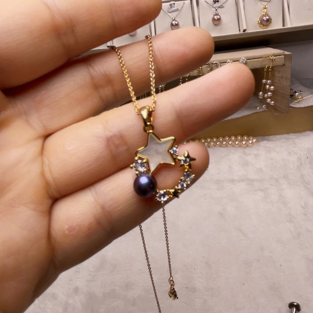 银S925镶嵌淡水珍珠珍珠首饰