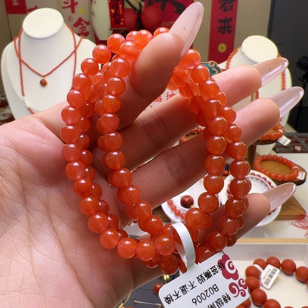 南红玛瑙未镶嵌6mm保山冰红多圈