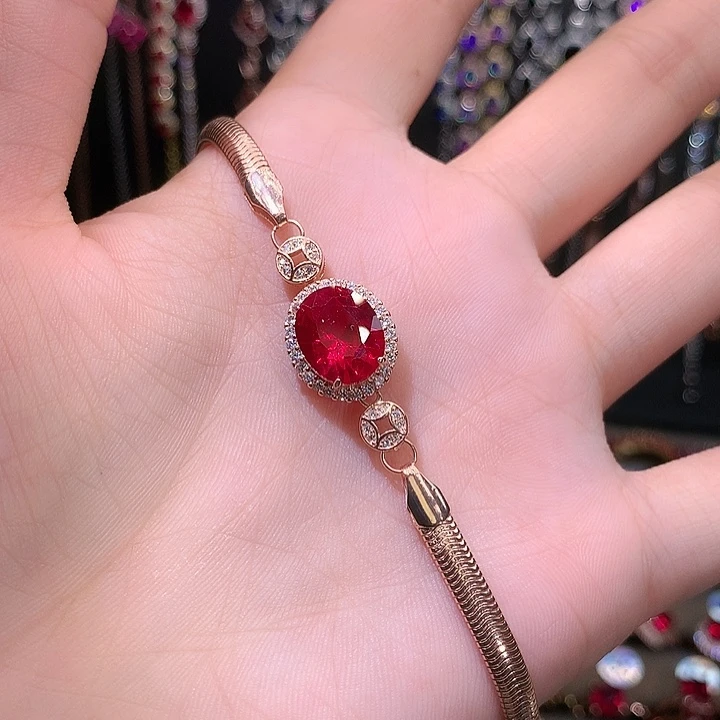 红宝石手链银S925镶嵌1