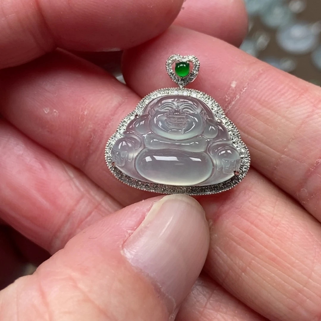 翡翠颈饰18K金镶嵌佛公