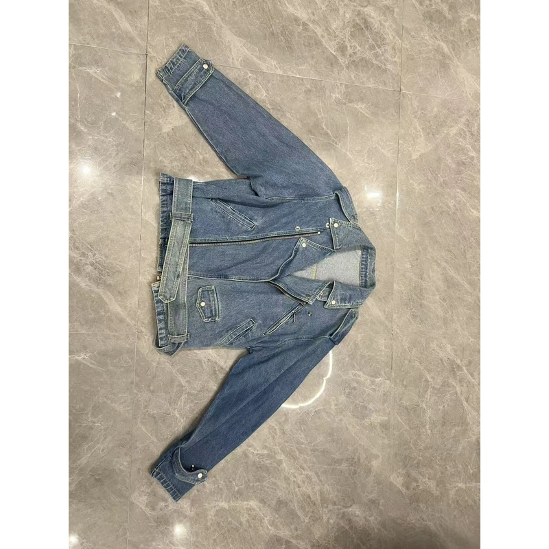 BUZH2025新款重工机车牛仔水洗做旧上衣女外套牛仔外套