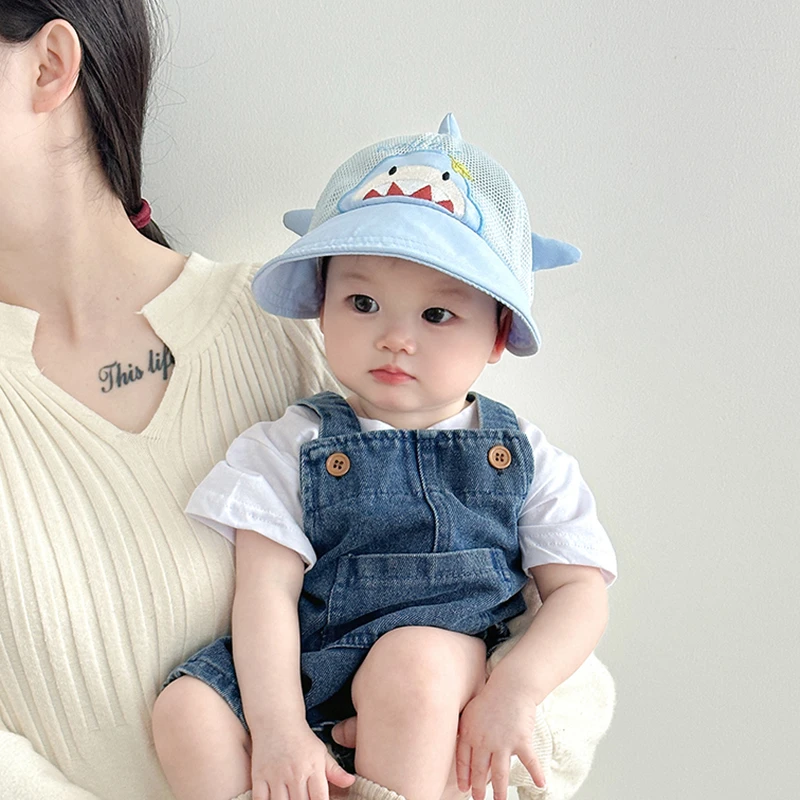 宝宝帽子春夏季薄款透气网眼大帽檐遮阳防晒鸭舌帽男女童棒球帽潮