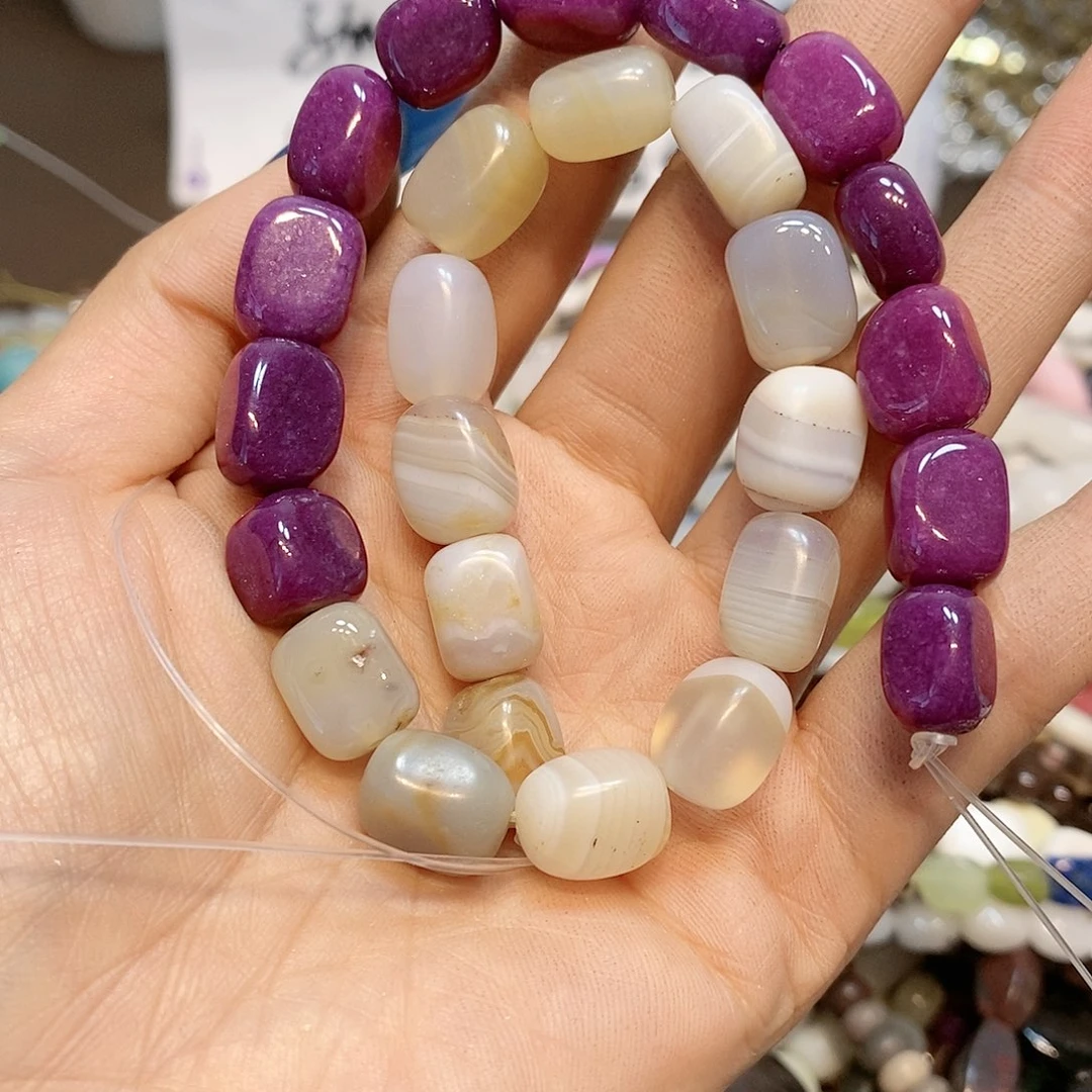 玛瑙/玉髓散珠渐变天然石一条