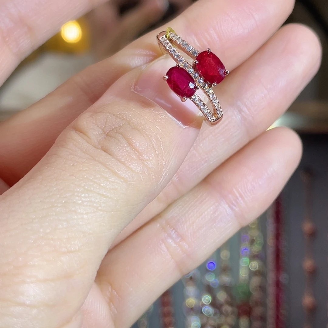 红宝石戒指银S925镶嵌