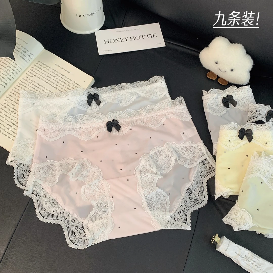 夏日波点  夏季新款蕾丝边波点冰丝透气低腰薄款女内裤爆款女士