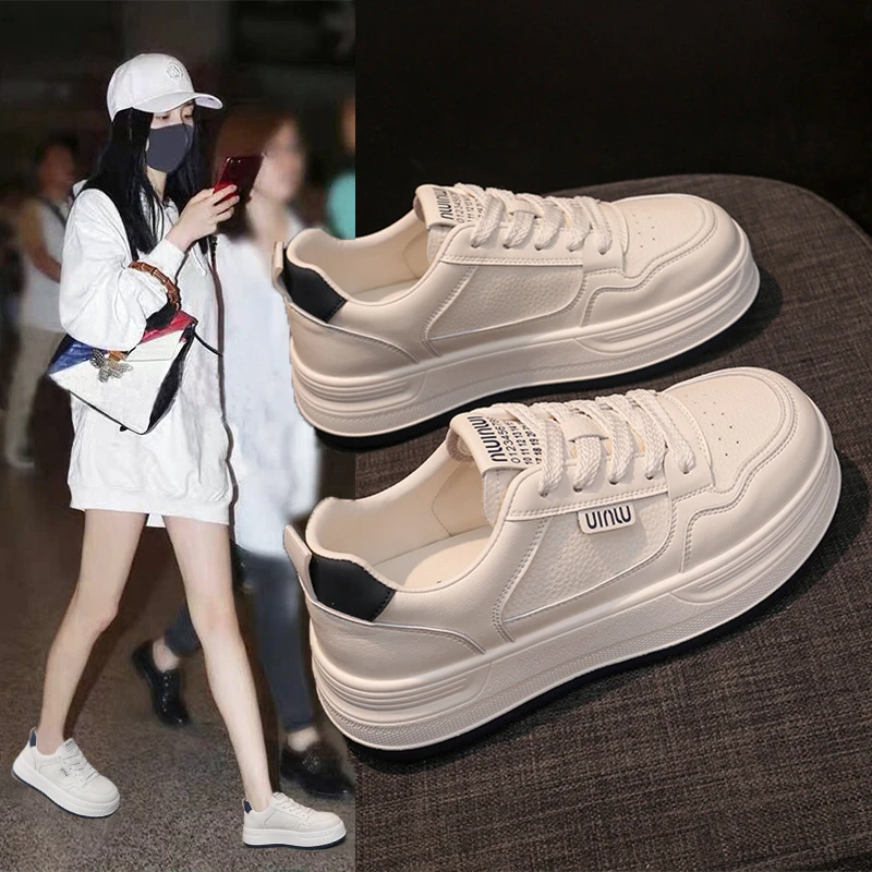 厚底小白鞋女款2025新款爆款春秋季百搭增高软底运动女鞋松糕板鞋