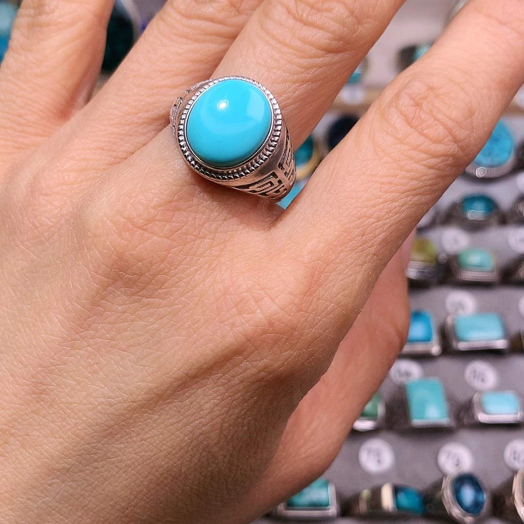 绿松石挂件银S925镶嵌